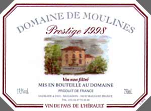 Vin de Pays de l'Herault Domaine de Moulines Prestige