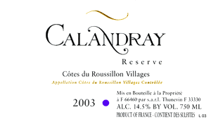 Cotes du Roussillon Villages Calandray Reserve