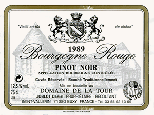 Bourgogne Rouge Pinot Noir Cuvée Reservée Bouché Traditionnellement