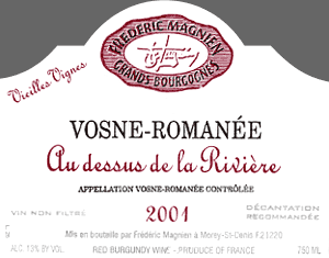 Vosne Romanée Au dessus de la Rivière Vieilles Vignes