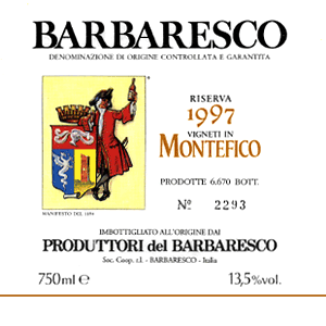 Barbaresco Riserva Vigneti in Montefico