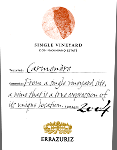 Single Vineyard Don Maximiano Estate Carmenere Aconcagua Valley