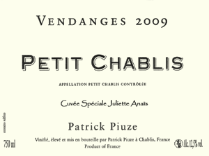 Petit Chablis Cuvée Spéciale Juliette Anaïs