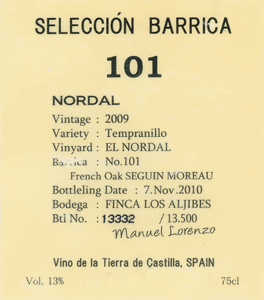 Selección Barrica 101 Nordal Tempranillo