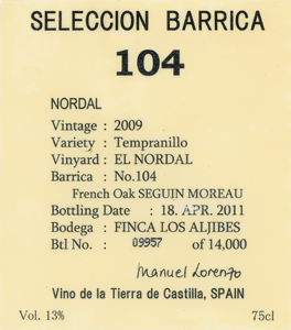 Selección Barrica 101 Nordal Tempranillo