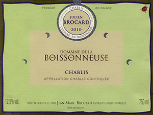 Chablis Domaine de la Boissonneuse Julien Brocard