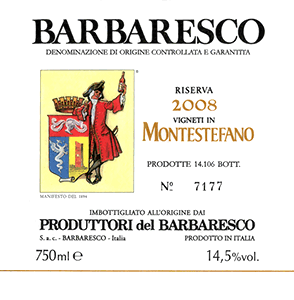 Barbaresco Riserva Vigneti in Montestefano