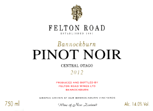 Felton Road Central Otago Pinot Noir Bannockburn