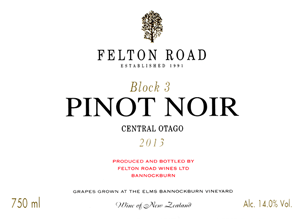 Felton Road Central Otago Pinot Noir Block 3