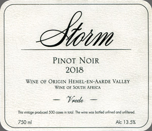 Storm Vrede Pinot Noir Hemel-en-Aarde Valley