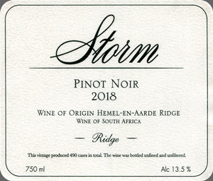 Storm Ridge Pinot Noir Hemel-en-Aarde Ridge