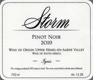 Storm Ignis Pinot Noir Upper Hemel-en-Aarde Valley